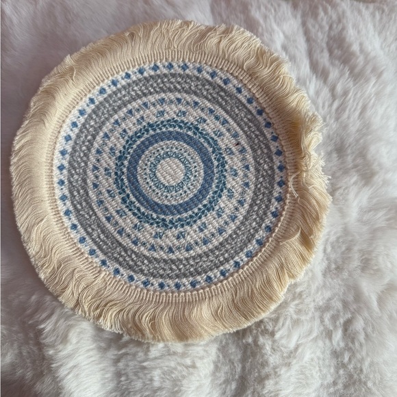 Round boho placemats 9x9 washable cotton tea spot Mats ( 4 ) - Picture 3 of 16